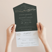 "Peaks" - Savvy Wedding Invitations in Hunter by Sarah Brown - Foil Interior