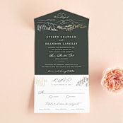 "Peaks" - Savvy Wedding Invitations in Hunter by Sarah Brown - Open
