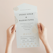 "Henna Stamp" - Savvy Wedding Invitations in Champagne by Oma N. Ramkhelawan - Foil Interior