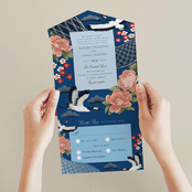 "kimono" - Savvy Wedding Invitations in Ocean by Elly - Foil Interior