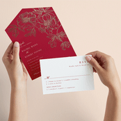 "Double Peony" - Savvy Wedding Invitations in Ruby by Janean Hinger - Animated View