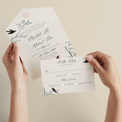 "LOVEBIRDS" - Savvy Wedding Invitations in Cream by Elly - Animated View