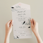 "LOVEBIRDS" - Savvy Wedding Invitations in Cream by Elly - Foil Interior