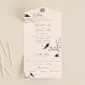"LOVEBIRDS" - Savvy Wedding Invitations in Cream by Elly - Open