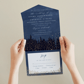 "Aspen" - Savvy Wedding Invitations in Midnight by Kristie Kern - Foil Interior