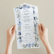"Layered florals" - Savvy Wedding Invitations in Serenity by Susan Moyal - Foil Interior