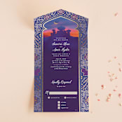 "Whole New World from Disney's Aladdin" - Savvy Wedding Invitations in Aubergine by Creo Study - Open