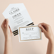 "Deluxe" - Savvy Wedding Invitations in Tuxedo by Jennifer Postorino - Animated View