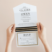 "Deluxe" - Savvy Wedding Invitations in Tuxedo by Jennifer Postorino - Foil Interior