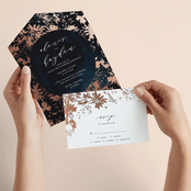 "Pressed Flowers" - Savvy Wedding Invitations in Navy by Phrosné Barwood - Animated View