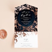 "Pressed Flowers" - Savvy Wedding Invitations in Navy by Phrosné Barwood - Open