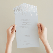 "Cascade" - Savvy Wedding Invitations in Mist by Lori Wemple - Foil Interior