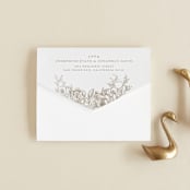 "Engraved Flowers" - Savvy Wedding Invitations in Cotton by Phrosné Barwood - Closed