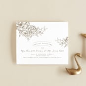 "Engraved Flowers" - Savvy Wedding Invitations in Cotton by Phrosné Barwood - FREE Recipient Addressing