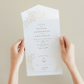 "Engraved Flowers" - Savvy Wedding Invitations in Cotton by Phrosné Barwood - Foil Interior