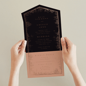 "Dazzling" - Savvy Wedding Invitations in Noir by Phrosné Barwood - Foil Interior