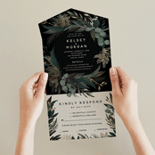 "Shades of Green" - Savvy Wedding Invitations in Midnight by Susan Moyal - Foil Interior
