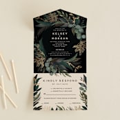 "Shades of Green" - Savvy Wedding Invitations in Midnight by Susan Moyal - Open