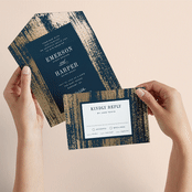 "Gold Leaf" - Savvy Wedding Invitations in Indigo by Kelly Schmidt - Animated View