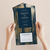"Gold Leaf" - Savvy Wedding Invitations in Indigo by Kelly Schmidt - Foil Interior