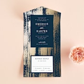 "Gold Leaf" - Savvy Wedding Invitations in Indigo by Kelly Schmidt - Open