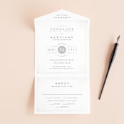 "Art Deco Border" - Savvy Wedding Invitations in Crystal by Hooray Creative - Open