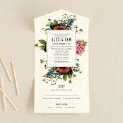 "Vintage Garden Invite" - Savvy Wedding Invitations in Vintage Beige by Alisa Wismer - Front Open