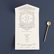 "Deco Nouveau" - Savvy Wedding Invitations in Cream by GeekInk Design - Front Open