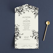 "Elegance Illustrated" - Savvy Wedding Invitations in Beige by Phrosné Barwood - Front Open