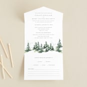 "On the Slopes" - Savvy Wedding Invitations in Fog by Mere Paper - Front Open