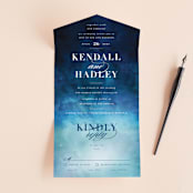 "Indigo Sea" - Savvy Wedding Invitations in Ocean by Kelly Schmidt - Front Open