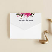 "Peeking Florals" - Savvy Wedding Invitations in Fuchsia by Lori Wemple - Closed