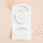 "Modern Wreath" - Savvy Wedding Invitations in Sage by Hooray Creative - Front Open