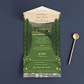 "Amore" - Savvy Wedding Invitations in Sunset by Susan Moyal - Front Open