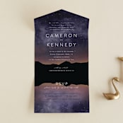 "Starry Skies" - Savvy Wedding Invitations in Twilight by Kelly Schmidt - Front Open