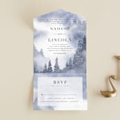 "Misty trees" - Savvy Wedding Invitations in Frost by Stacey Meacham - Front Open