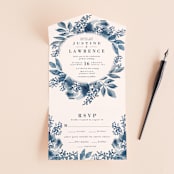 "Southern Comfort" - Savvy Wedding Invitations in French Blue by Chris Griffith - Front Open