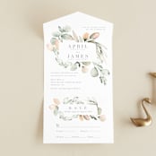 "Romantic Eucalyptus" - Savvy Wedding Invitations in Sage by Petra Kern - Front Open
