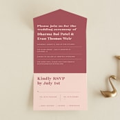 "Headline" - Savvy Wedding Invitations in Rust by Melissa Egan of Pistols - Front Open