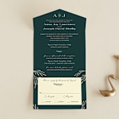 "Snippet" - Savvy Wedding Invitations in Pine by Sarah Brown - Front Open