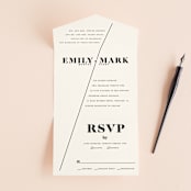 "Angled" - Savvy Wedding Invitations in Onyx by GeekInk Design - Front Open