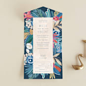 "Floral Burst" - Savvy Wedding Invitations in Ocean by Morgan Ramberg - Front Open