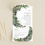 "Side Swept" - Savvy Wedding Invitations in Navy by Susan Moyal - Front Open