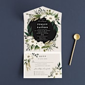 "Botanical Ring" - Savvy Wedding Invitations in Ivory by Susan Moyal - Front Open