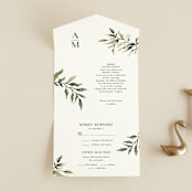 "Rural Romance" - Savvy Wedding Invitations in Leaf by Chris Griffith - Front Open