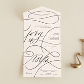 "Fountain Pen" - Savvy Wedding Invitations in Creme by Erin L. Wilson - Front Open