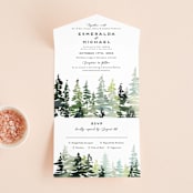 "Evergreens Watercolor" - Savvy Wedding Invitations in Forest by Yao Cheng Design - Front Open