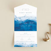 "Watercolor waves" - Savvy Wedding Invitations in Ocean by Yuliya Evseeva - Front Open