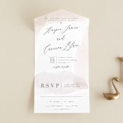 "Sloped" - Savvy Wedding Invitations in Ecru by Everett Paper Goods - Front Open