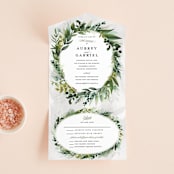 "Mixed Greenery" - Savvy Wedding Invitations in Emerald by Susan Moyal - Front Open
